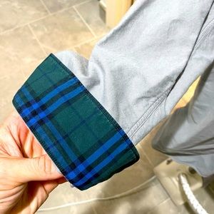 Burberry men shirt large grey w/ blue check